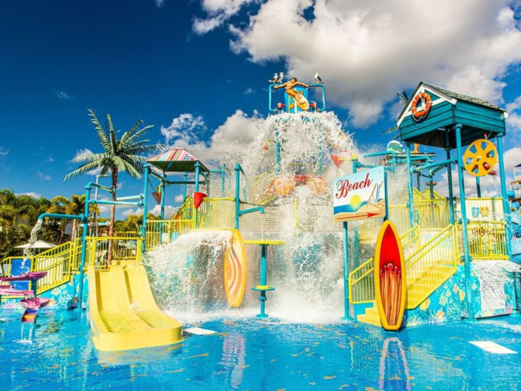 Water Playground at Encore Resort features a surf and beach theme 