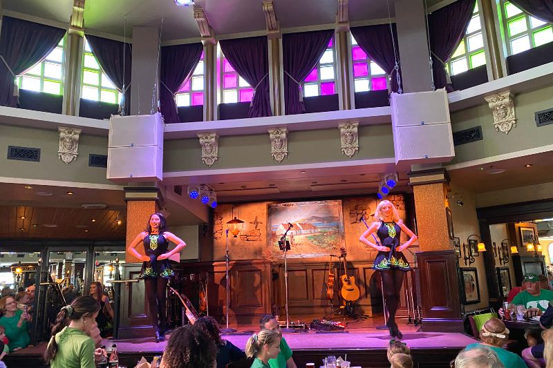  Irish Dancers on stage at Raglan Road Irish Pub and Restaurant in Disney Springs