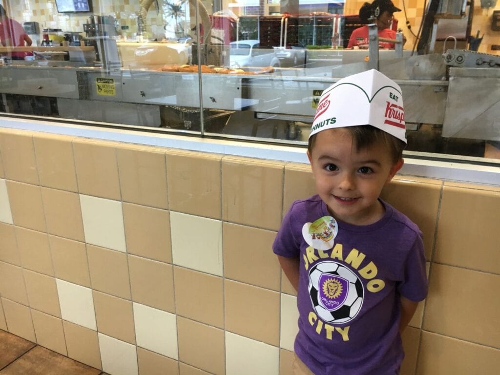 Watch donuts being freshly made at Krispy Kreme