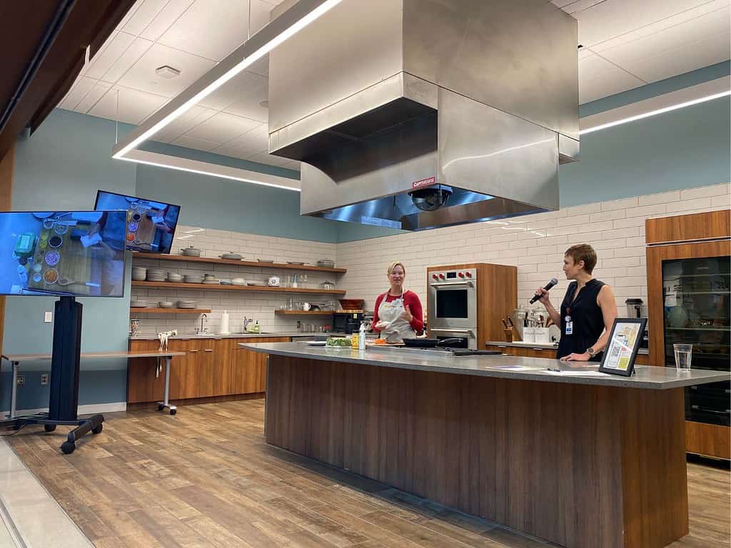 a theater kitchen for a Cooking Class at Center for Health and Wellbeing