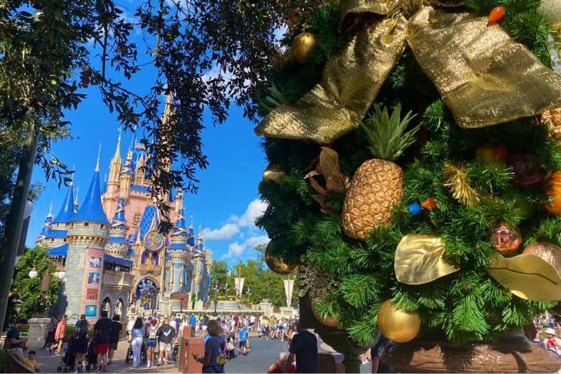 Christmas Decorations at Magic Kingdom 2022 cinderella castle