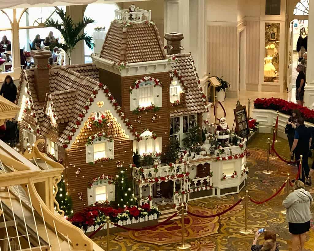 gingerbread house at disney's grand floridian resort during christmas at disney world