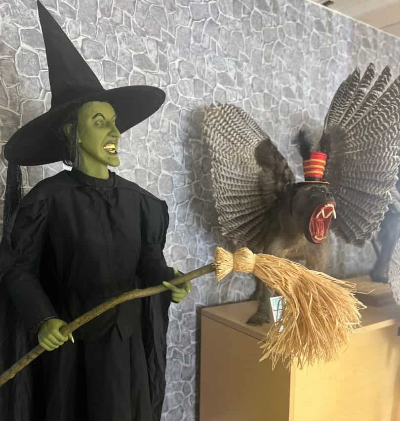 Wicked Witch Costume at Wizard of Oz Museum and flying monkey prop