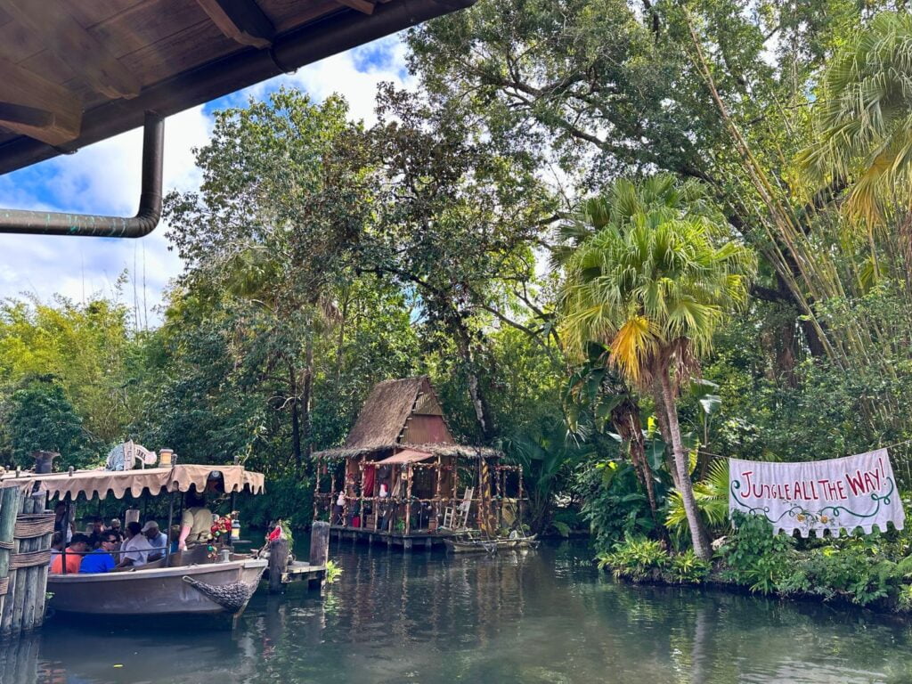 Boat and Tiki Hut at Jingle Cruise at Magic Kingdom 