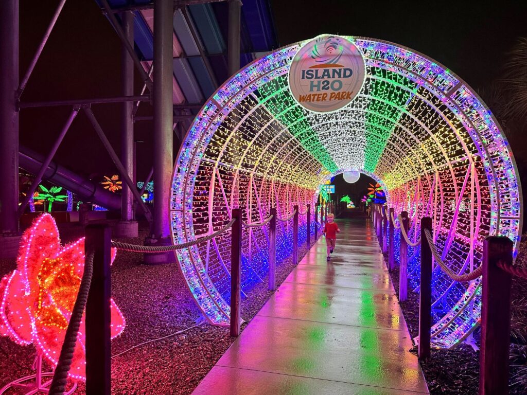 Christmas Light Tunnel Holiday Nights at Island H2O Water Park Orlando