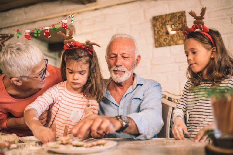 Kids Helping with Christmas with Grandparents - canva