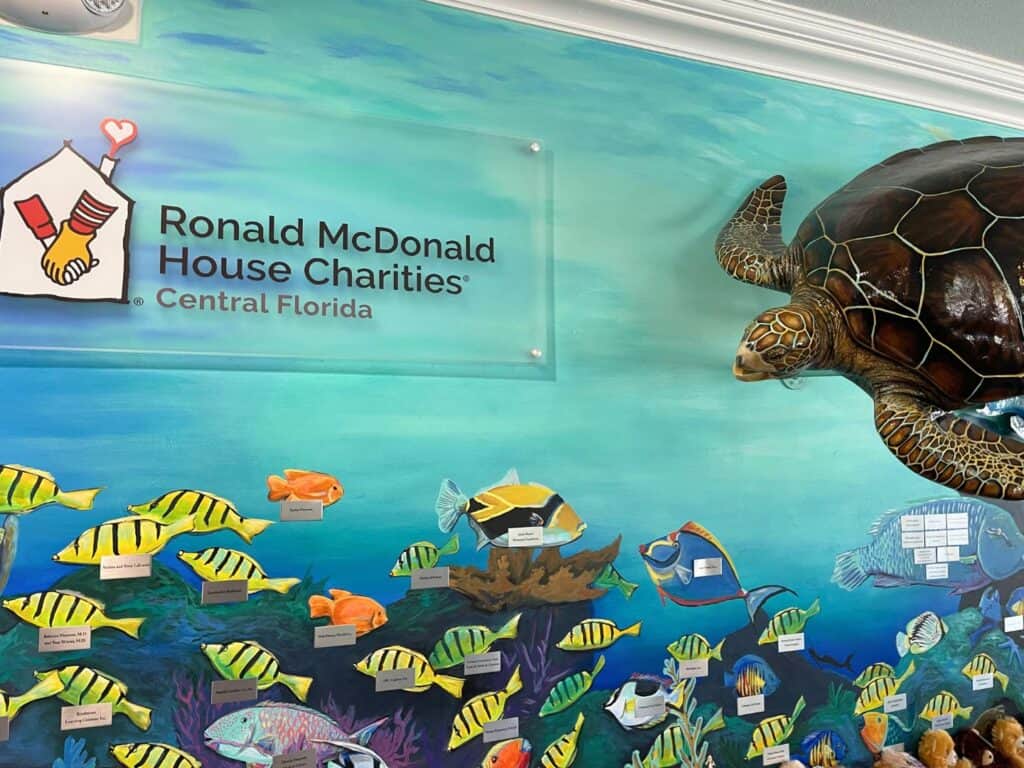 Ronald McDonald House Charity Display ocean themed with fish and sea turtle