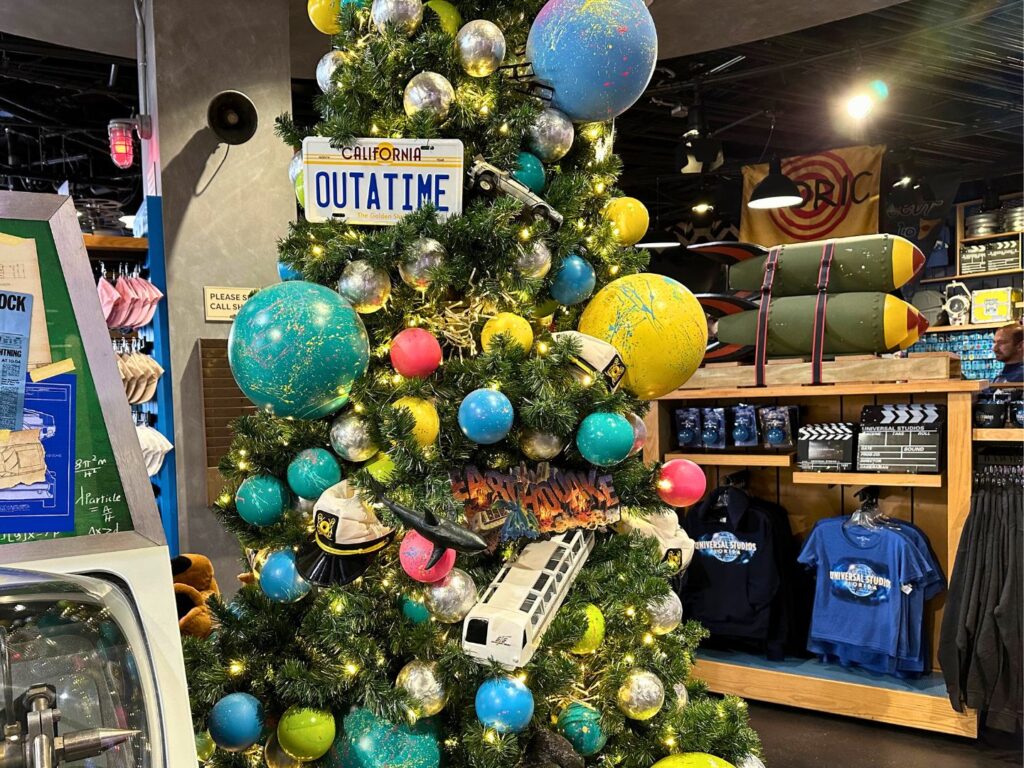 Universal Studios Attractions Themed Holiday Tree 2023 inside legacy store