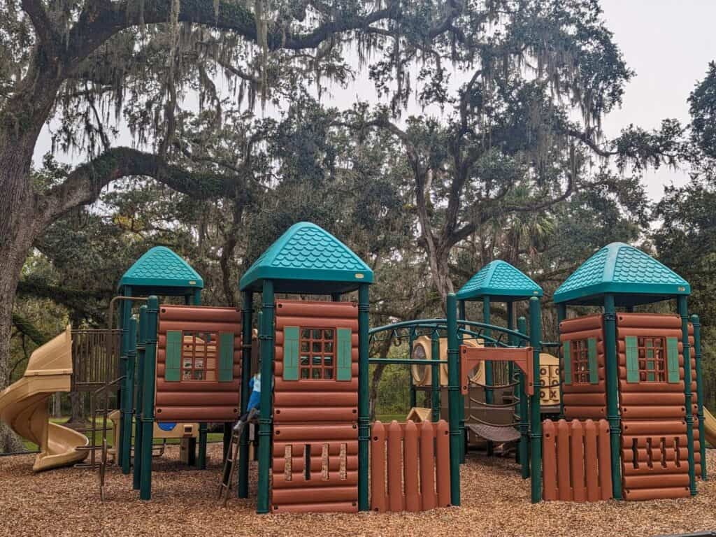 Image of large fort inspired playground at Fort Christmas Historical Park