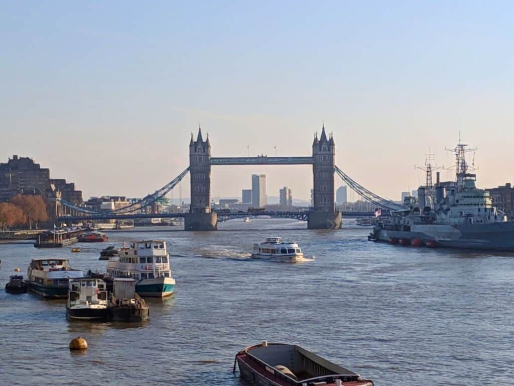 Image of London Bridge and the water with the city in the background