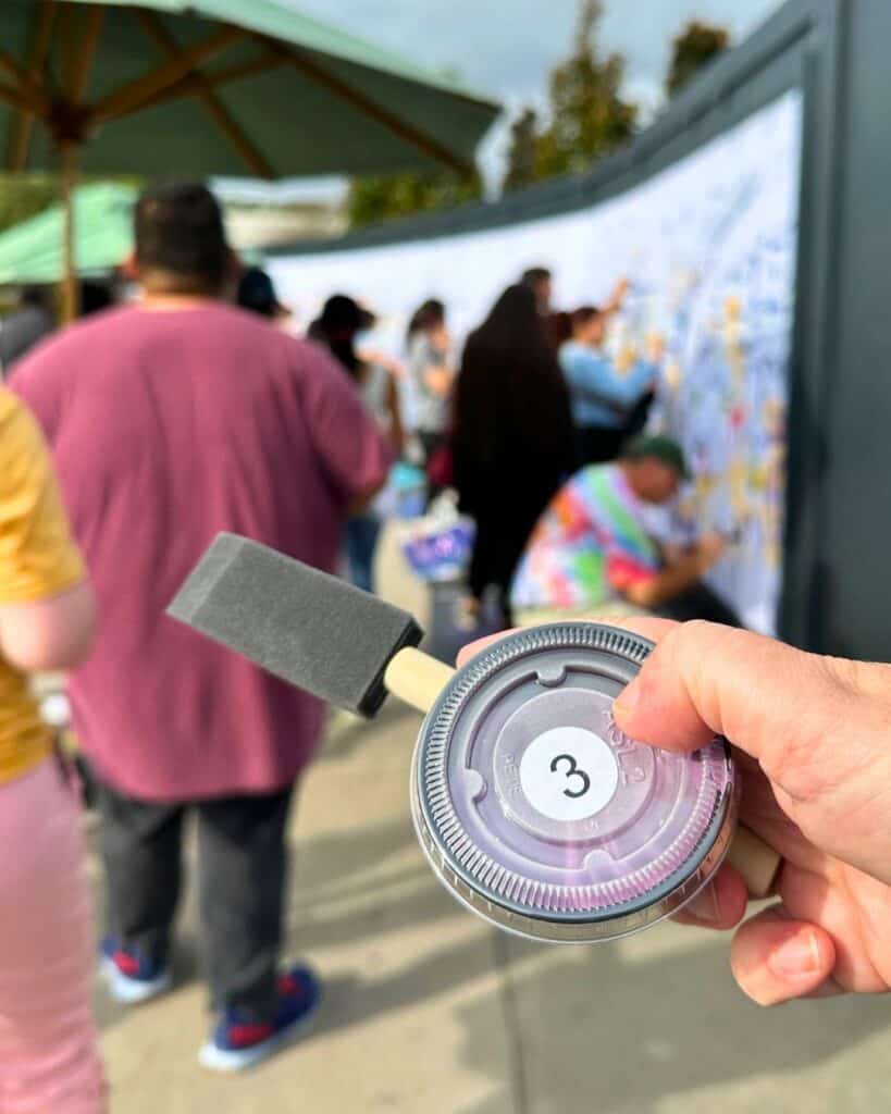 Sponge Brush and Container for Paint by Numbers Mural EPCOT Festival of the Arts 2024 