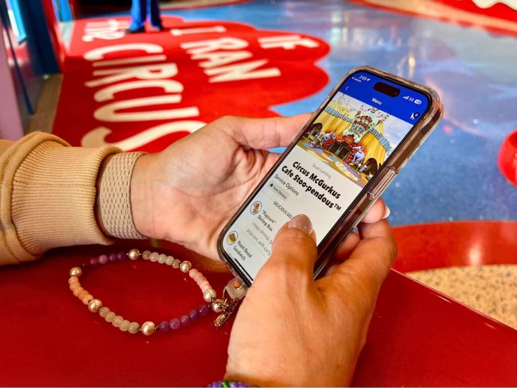 Image of Circus McGurkus Restaurant Mobile Ordering application on a mobile phone