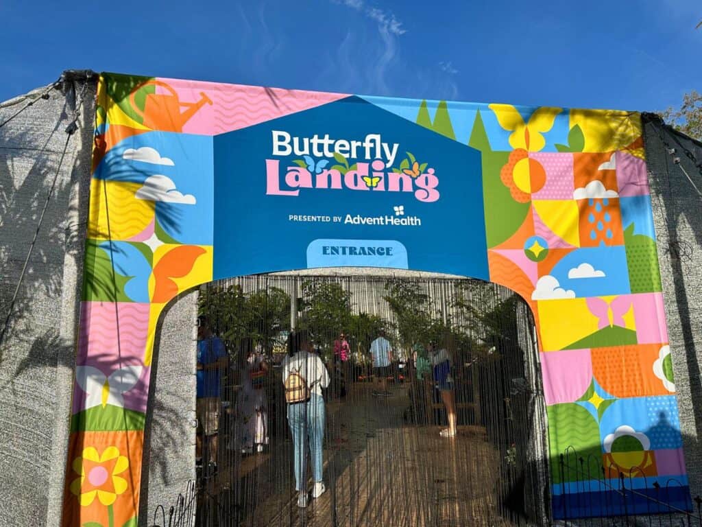 Entrance to Butterfly Landing Presented by AdventHealth at EPCOT 