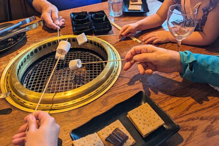 Making smores at Gyu-kaku in Orlando
