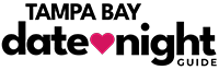 Logo for Tampa Bay Date Night Guide, featuring a modern font with 'Tampa Bay' at the top, 'date' and 'night' in the center separated by a red heart, and 'guide' at the bottom right. Tampa Bay Date Night Guide is part of the Date Night Guide network and a sister site of Orlando Date Night Guide, offering ideas for local date experiences.  Tampa Bay Date Night Guide is part of Hooray Media at https://hooray.media