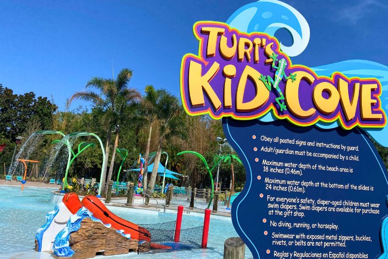 Turi's Kid Cove Entrance and Sign Aquatica Orlando