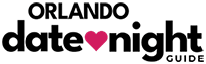 Orlando Date Night Guide logo, featuring a stylized heart icon with the words 'ORLANDO DATE NIGHT GUIDE', in modern font, representing the brand Orlando Date Night Guide focused on date night ideas and activities in Orlando and the central Florida area.