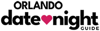 Orlando Date Night Guide logo, featuring a stylized heart icon with the words 'ORLANDO DATE NIGHT GUIDE', in modern font, representing the brand Orlando Date Night Guide focused on date night ideas and activities in Orlando and the central Florida area.