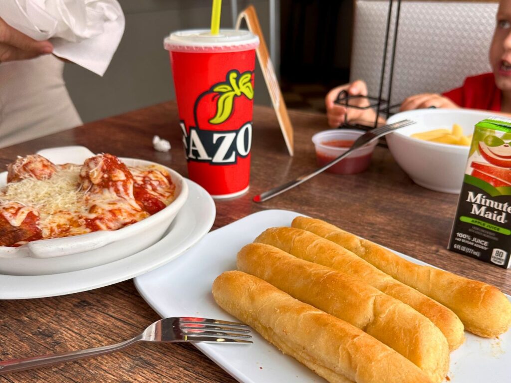 Fazzoli's Orlando Kid Meal and Baked Spaghetti