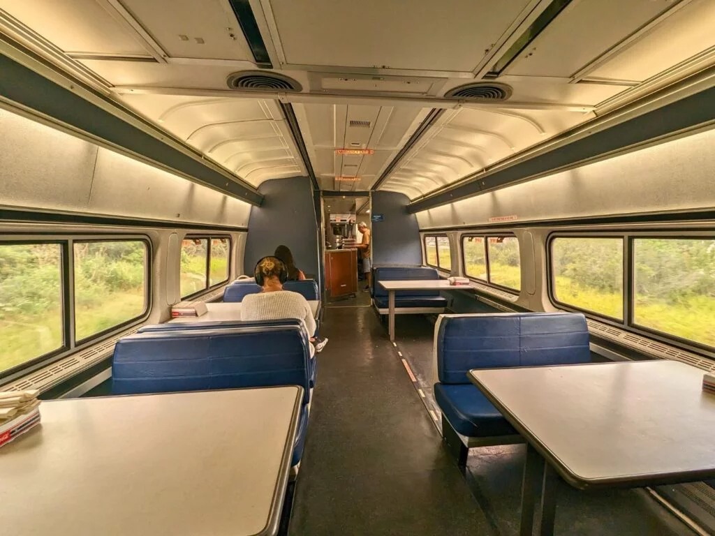 Image of the interior of an Amtrak train going from Orlando to Tampa