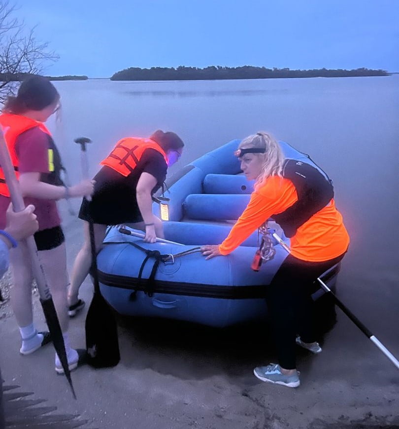 Group gets ready to launch raft for Bioluminescence Tour Near Orlando with BK Adventures 