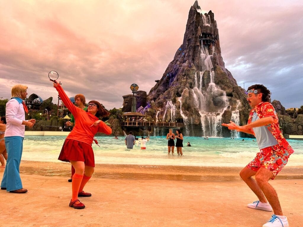 Scooby Doo Characters Dance on the Beach at Volcano Bay Nights - image by Dani Meyering