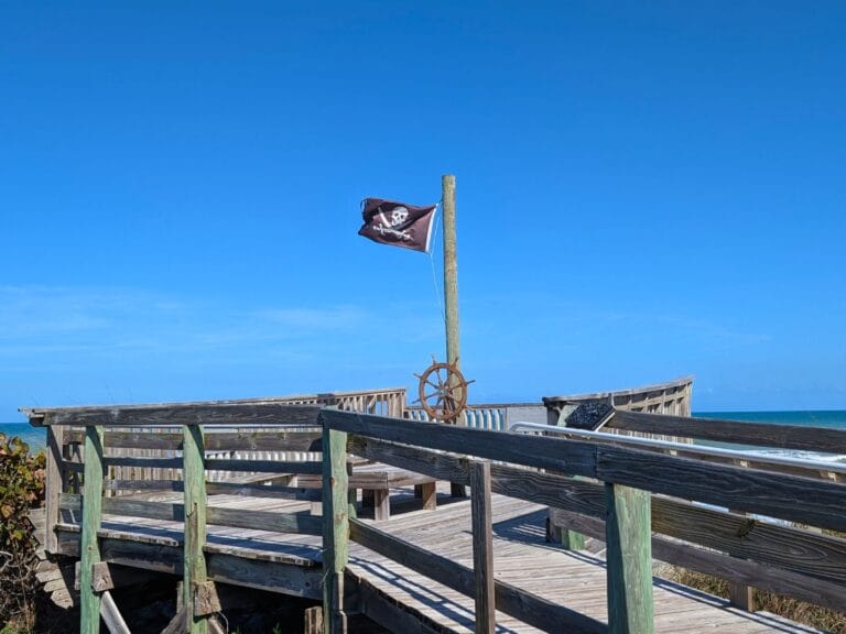 View of the Observation Deck at McLarty Treasure Museum with the ocean in the background