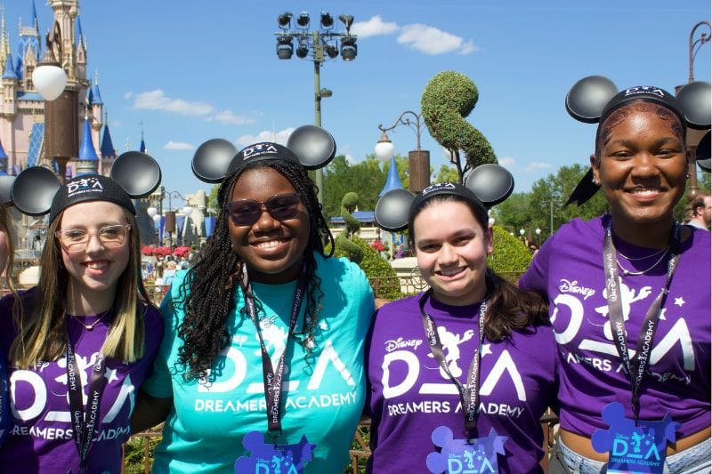 Somaya Jasmine Kylee Central Florida Students Selected for Disney Dreamers Academy 2025 pose for photo at Magic Kingdom - image by Dani Meyering.jpg