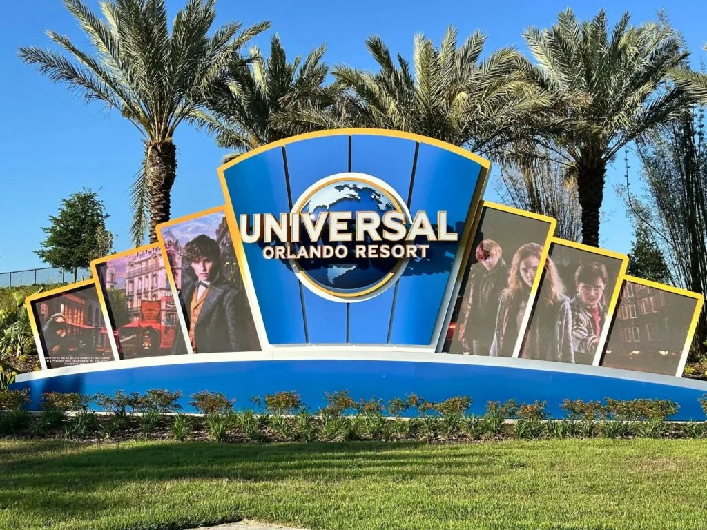 Epic Universe Illuminated Sign with Harry Potter Characters on Epic Blvd - image by Dani Meyering