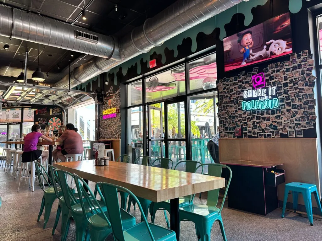 Interior Dining Area with neon decor JoJo's ShakeBAR at Pointe Orlando - image by Dani Meyering