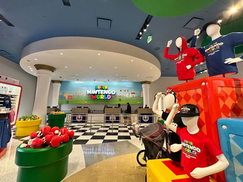 Super Nintendo World store at Universal CityWalk register and merchandise display - image by Dani Meyering