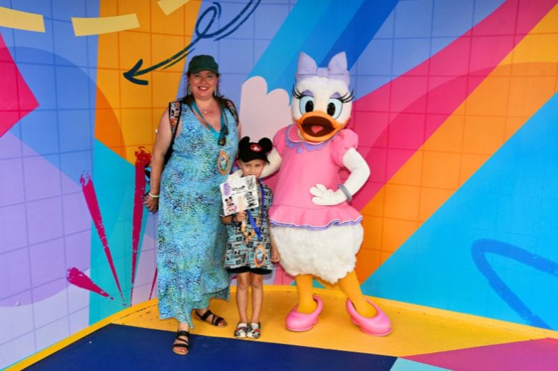 mother and son with Daisy Duck greet area for Cool Kid Summer at Disney's Hollywood Studios - image by Dani Meyering