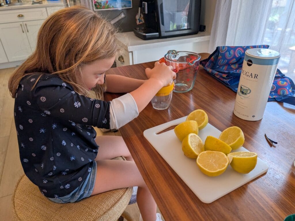young girl making homemade lemonade - image by Maria DiCicco
