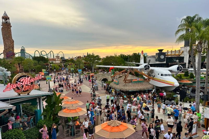 Hemisphere Dancer Seaplane at Universal Orlando with Islands of Adventure in the background at sunset - image by Dani Meyering