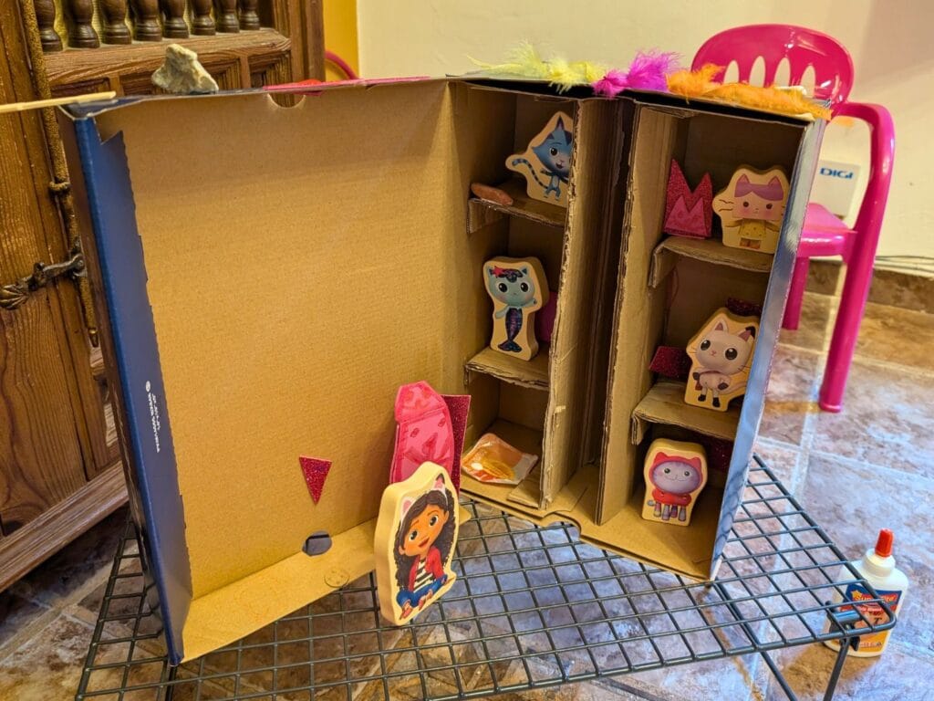 Kids Gabby's Dollhouse Craft cardboard Box at Home - image by Maria DiCicco