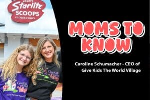 Caroline Schumacher - CEO of Give Kids The World Village with her family at GKTW featured graphic