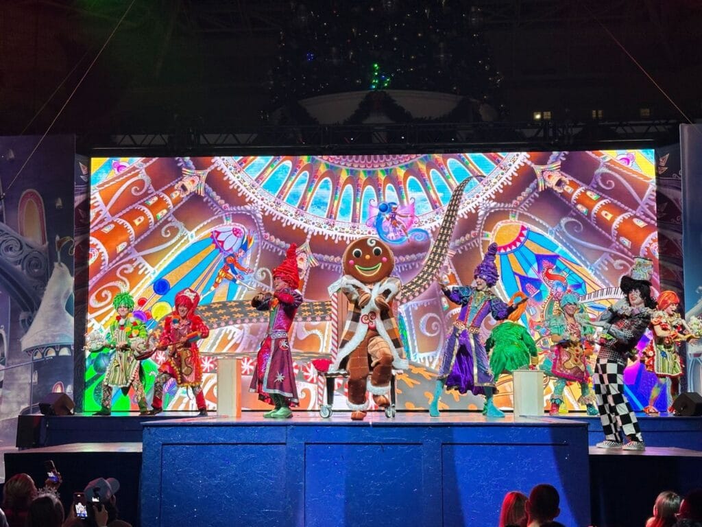 Gingerbread character center stage Pomp, Snow, and Cirqueumstance at Gaylord Palms - image by Dani Meyering