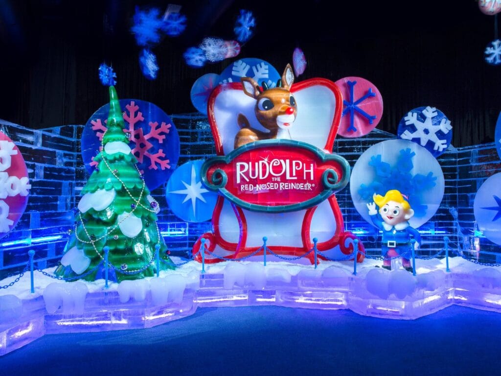 ice sculptures for Rudolph the Red Nosed Reindeer at Gaylord Palms
