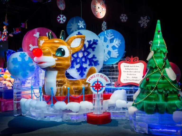 ice sculptures for Rudolph the Red Nosed Reindeer at Gaylord Palms