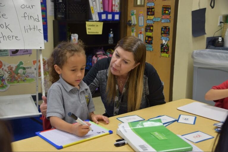 Student and teacher at Renaissance Charter School at Goldenrod