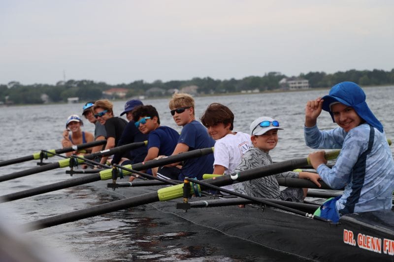 Orlando Area Rowing Society OARS campers rowing on lake