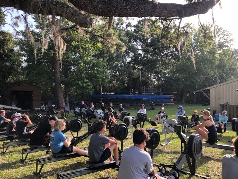 Orlando Area Rowing Society OARS campers learning from an instructor on land