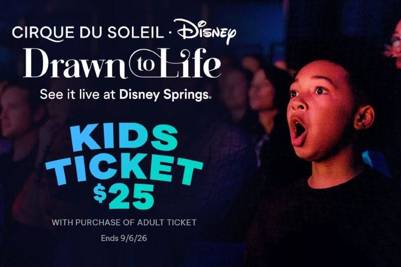 boy looking on in awe at Cirque du Soleil Drawn to Life in Disney Springs
