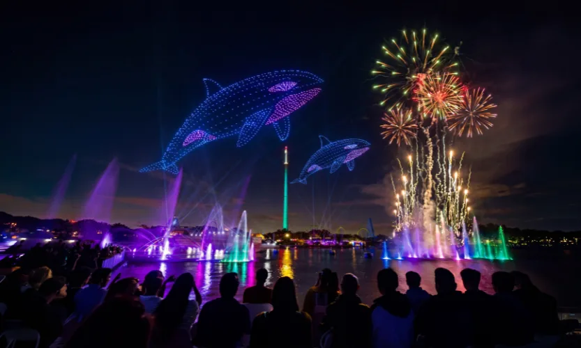 Electric Ocean fireworks and drone show at SeaWorld Orlando