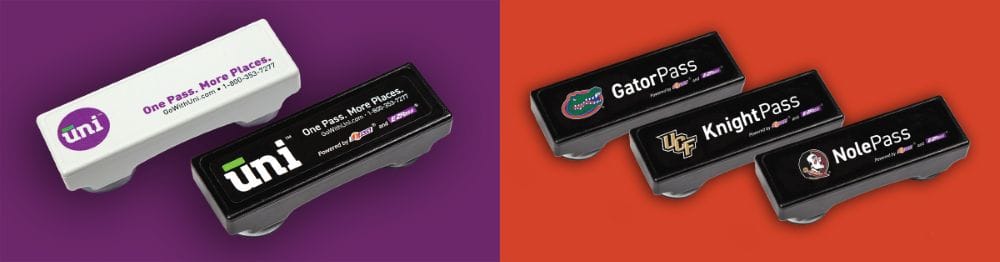 E-Pass toll stickers are customizable to your college sports team