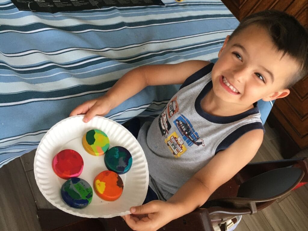 used crayons melted down into shapes