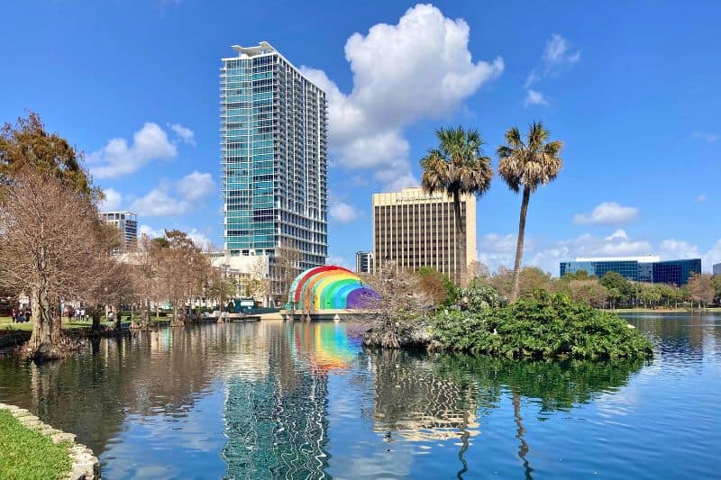 Ampitheater at Lake Eola Park Orlando seen across the water