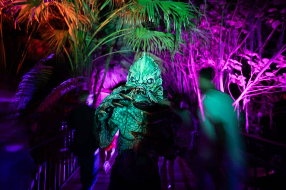 a sea monster scares guests at Haunting Nights Orlando 