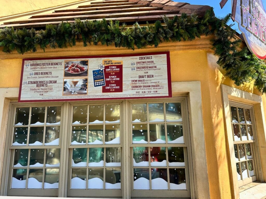 frosted windows at Beignet Stand SeaWorld Christmas Celebration - image by Dani Meyering