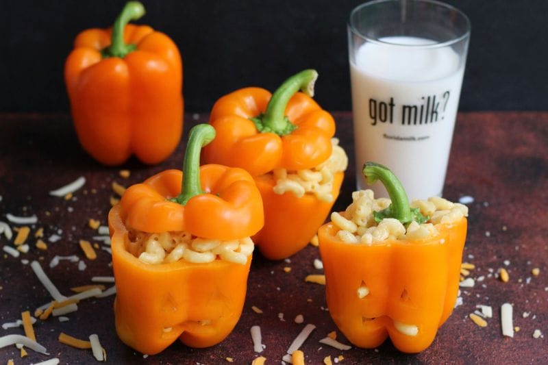 Last Minute Halloween Recipe Jack-O-Lantern Mac and Cheese - from Florida Milk
